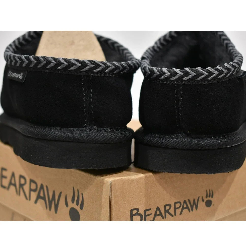 Bearpaw Tabitha Youth Slippers Size 5 Black Gray Chevron 2973Y NIB